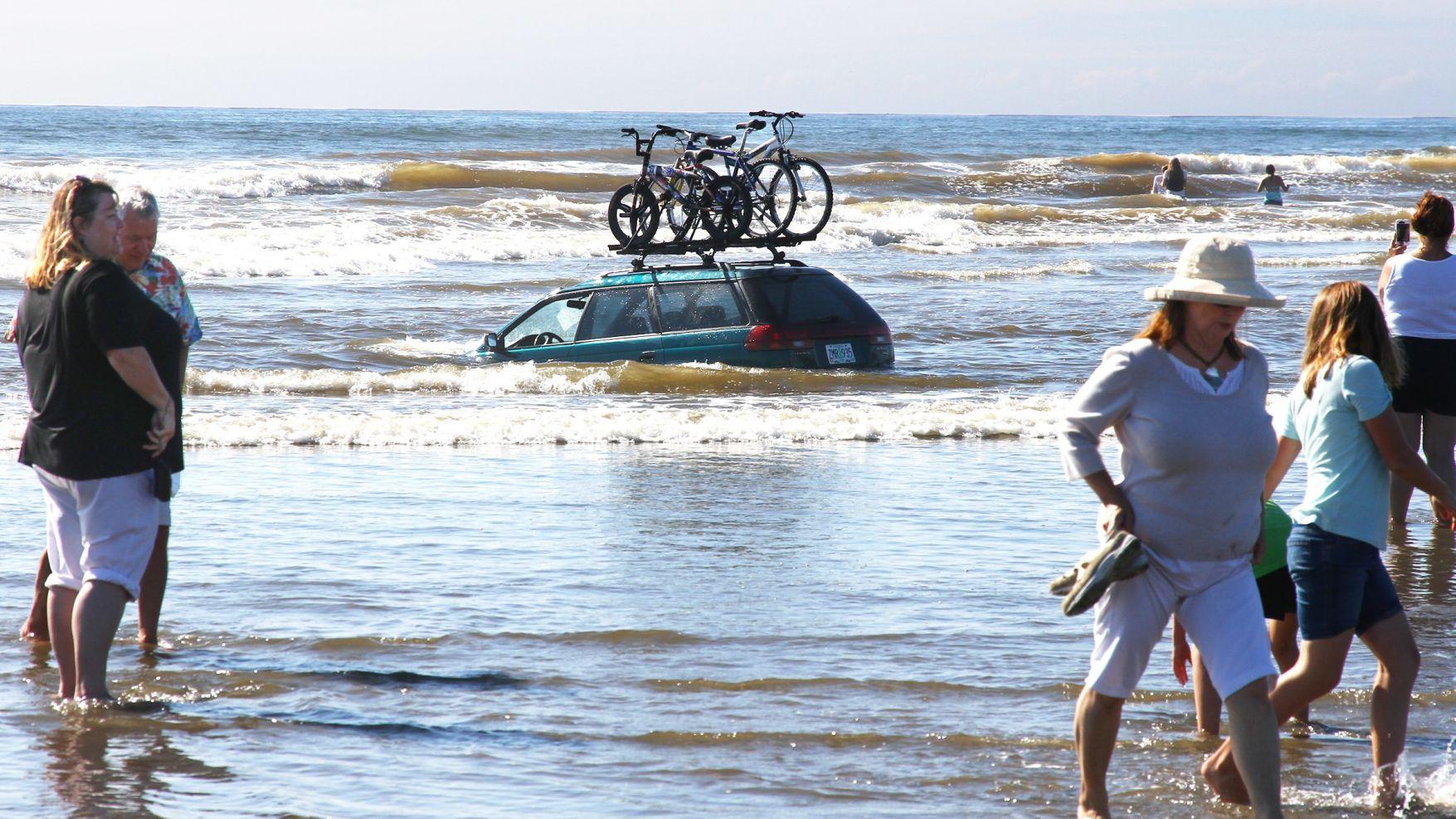 car stuck on beach