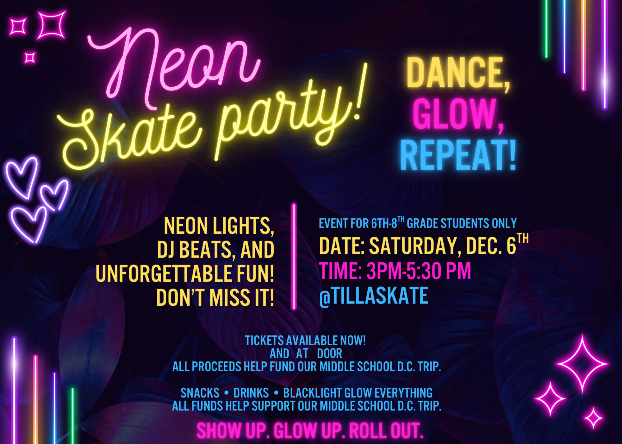 Yellow and Pink Bright Neon Night Party Virtual Invitation 1 TWKU8A