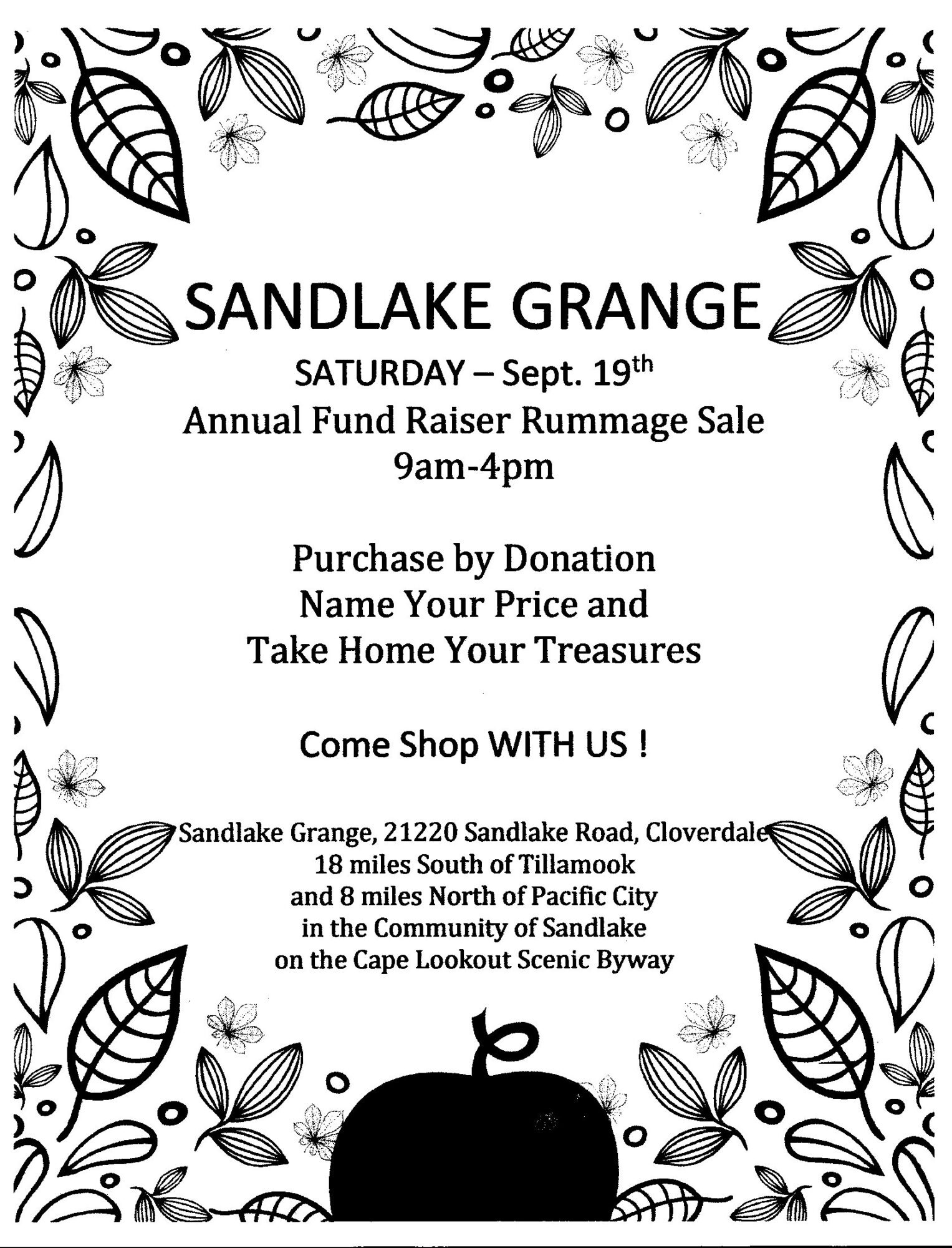 Sandlake Grange Rummage Sale 2026 Ukr5vC