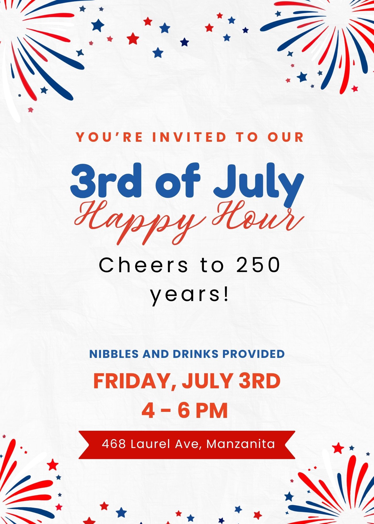 Red White and Blue Festive 4th of July Celebration Invitation 5PMSBo